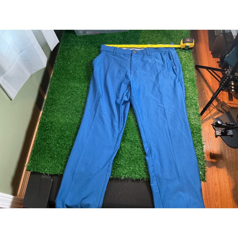 Adidas Mens Golf Pants Blue Flat Front Performance Trousers 36x29